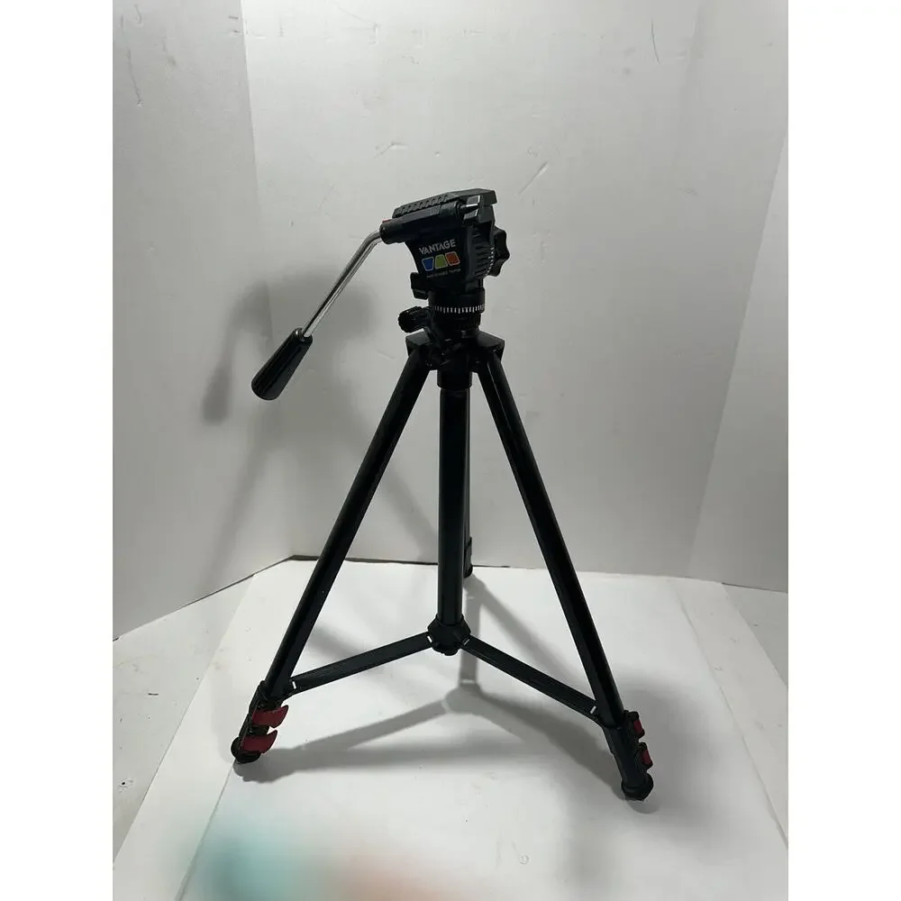 VANTAGE Photo & Video Camera Tripod Vintage Black w Elevator Weight Adjust‎